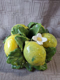 Lemon and White Flower Ceramic Candle Holder