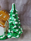 Vintage Hand Painted Church with Christmas Tree Figurine