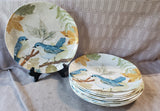 Set of 8 Pier 1 Blue Birds on Branch Melamine Dinner Plates