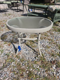 Outdoor Side Table, Cream Tone Aluminum w/Glass Top