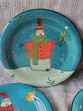 Set of 4 Certified International Snowman Dinner Plates
