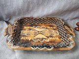 7 Piece Hand Carved Wooden Folk Art Cordial Cup and Serving Tray Set