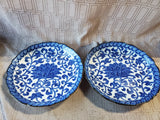Pair of Andrea by Sadek Blue and White Mum Decorative Plates