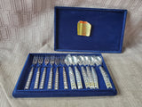 12 Piece Silverplate and Cloisonne Cocktail Spoon and Fork Set