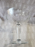 Etched Clear Glass Compote Dish