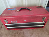 2-Drawer Metal Tool Box w/A Few Tools/Supplies