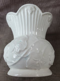 Villa Verde White Embossed Ceramic Vase