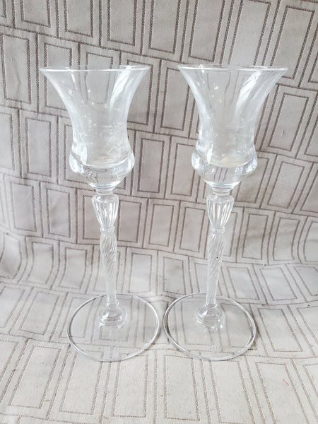 Pair of Royal Doulton "Oxford" Crystal Stemmed Candlestick Holders