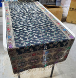 Black and Gold Toned Floral and Bird Motif Table Runner
