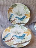 Set of 8 Pier 1 Blue Birds on Branch Melamine Dinner Plates