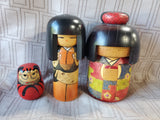 Lot of 3 Asian Inspired Kokeshi Dolls (A)