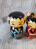 Ceramic Kokeshi Doll Man and Woman Salt and Pepper Shakers