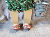 Wooden Folk Art Doll Holding Seashell and Bucket