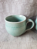 Pair of Green Crackle Glazed Mugs