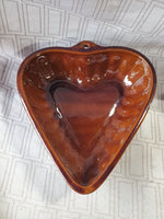 Brown Glazed Ceramic Heart Shaped Cake Pan
