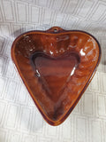 Brown Glazed Ceramic Heart Shaped Cake Pan