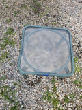 Square Aluminum Outdoor Side  Table w/Glass Top