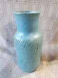 Signed Blue Glazed Pottery Vase