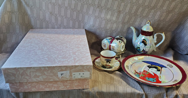 10 Piece Asian Inspired Porcelain Tea Set