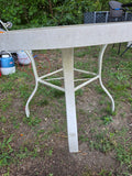 White Aluminum Patio Table W/Glass Top, Needs Cleaning
