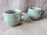 Pair of Green Crackle Glazed Mugs