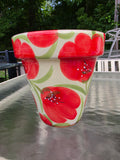 Glazed/Painted Terracotta Planter Glazed Terracotta Planter - Red Poppies (Q)
