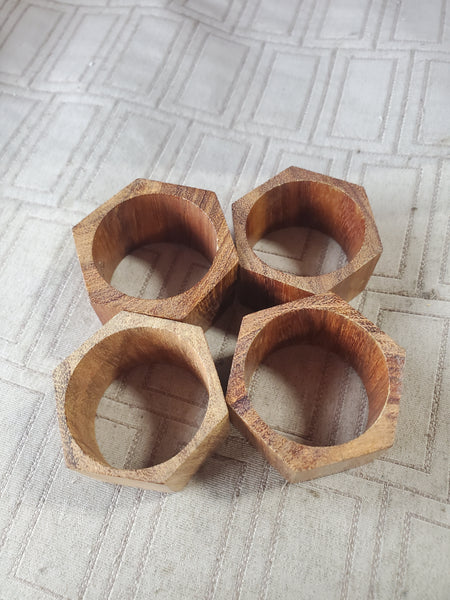 Set of 4 Wooden Napkin Rings