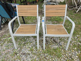 Wood and Aluminum Outdoor Chair Pair