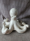 Crackle Glazed White Ceramic Octopus Figurine