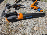 Worx 20v Lawn Care System, Blower, Two TString Trimmers/Edgers, Five Batteries and Charger