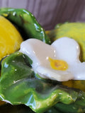 Lemon and White Flower Ceramic Candle Holder