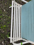 White Lattice Metal Outdoor Bench w/Cushion