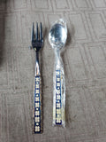 12 Piece Silverplate and Cloisonne Cocktail Spoon and Fork Set
