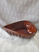 Brown Glazed Ceramic Heart Shaped Cake Pan