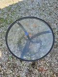 Round Black Metal Frame Side Table w/Glass Top
