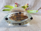 Faux Orchid Arrangement in Clear Glass Vase