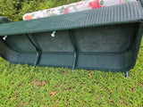 Lloyd Flanders Green Wicker Sofa w/Floral Cushions