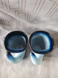 Signed Pair of Peter Pots Pottery Horn Steins/Mugs
