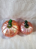 Pair of Iridescent Glass Pumpkins