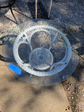 White All Weather Wicker Table w/36" Glass Top