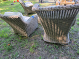 Ebel Hand Woven HDPE Wicker 3-Piece Swivel Lounge Chair/Ottoman Set w/Cushions