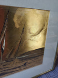 Framed Gold Foil Ship Art