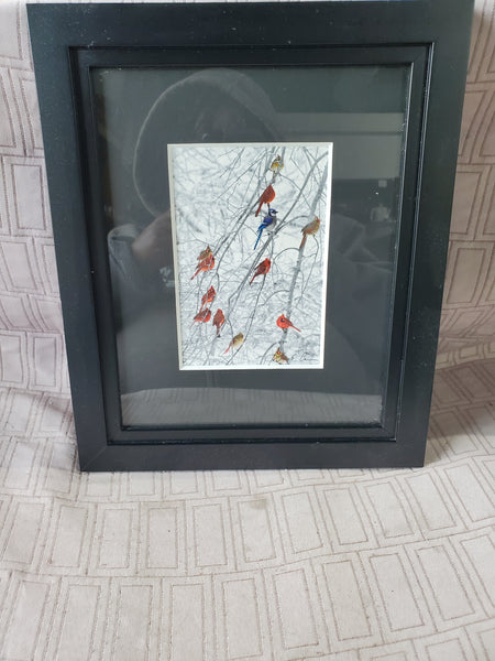 Birds on Snowy Background Photograph Print