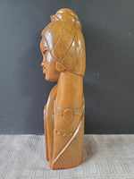 Vintage Hand Carved Asian Inspired Wooden Woman Statue