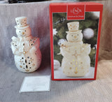 Lenox Florentine and Pearl Snowman Lit Figurine WORKS