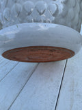 A-Large Light Grey Glazed Terracotta Planter w/Fixed Saucer