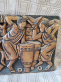 Hand Carved Burundi Wood African Folk Art Dance Scene Wall Plaque