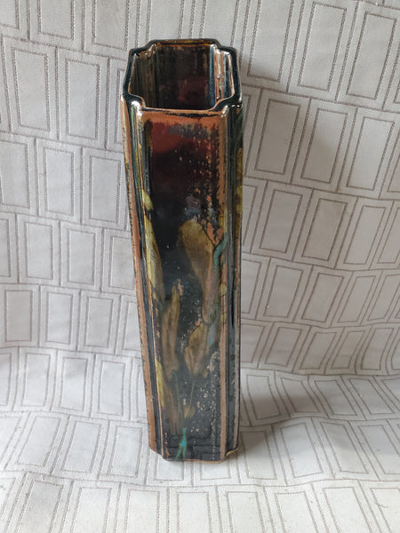 Signed Robin Cage Brown Glazed Pottery Vase