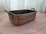 Small Vintage Hammered Copper Pot w/Brass Handles