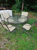 5-Piece Metal and Mesh Outdoor Dining Set w/Rocking Chairs